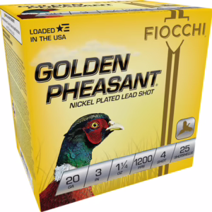 FIOCCHI GOLDEN PHEASANT 20GA – 3″ 1-1/4OZ #4 25RD 10BX/CS