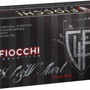 FIOCCHI 38 S&W SHORT 145GR FMJ – 50RD 20BX/CS