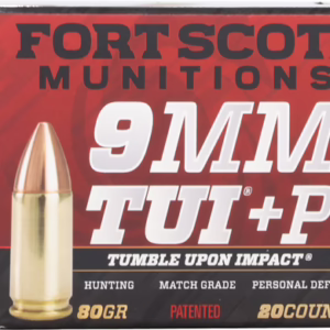 FORT SCOTT 9MM LUGER +P 80GR – TUI SOLID COPPER 20RD 25BX/CS