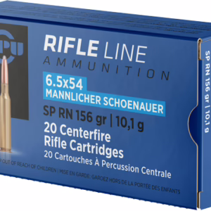 PPU 6.5X54 MANNLICHER SHONAUER – 156GR. JSP-RN 20RD 10BX/CS
