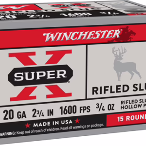 WINCHESTER SUPER-X 20GA 2.75″ – 3/4OZ RIFLES SLUG 15RD 10BX/CS