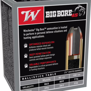 WINCHESTER BIG BORE 45 LC – 250GR JHP 20RD 10BX/CS