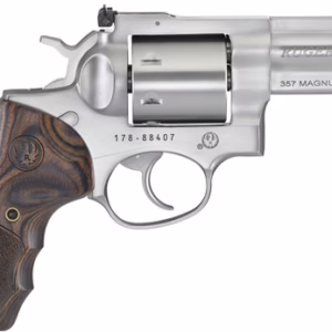 RUGER GP100 357MAG 3″ FS – STAINLESS WOOD UNFLUTED CYL.