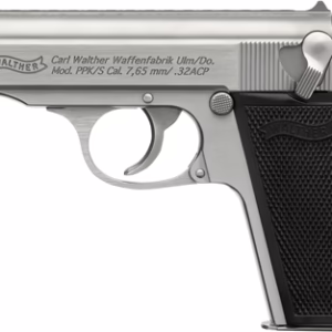 WALTHER PPK/S SD 32ACP FS 7RD – STAINLESS BLACK GRIPS
