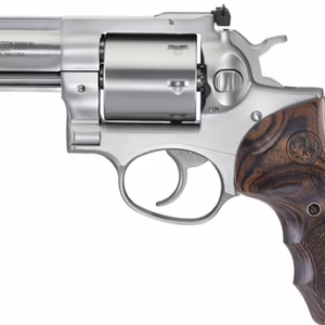 RUGER GP100 357MAG 3″ FS – STAINLESS WOOD UNFLUTED CYL.