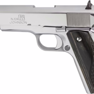 IVER JOHNSON 1911A1 38 SUPER – 5″ FS 9RD CHROME BLACK WOOD